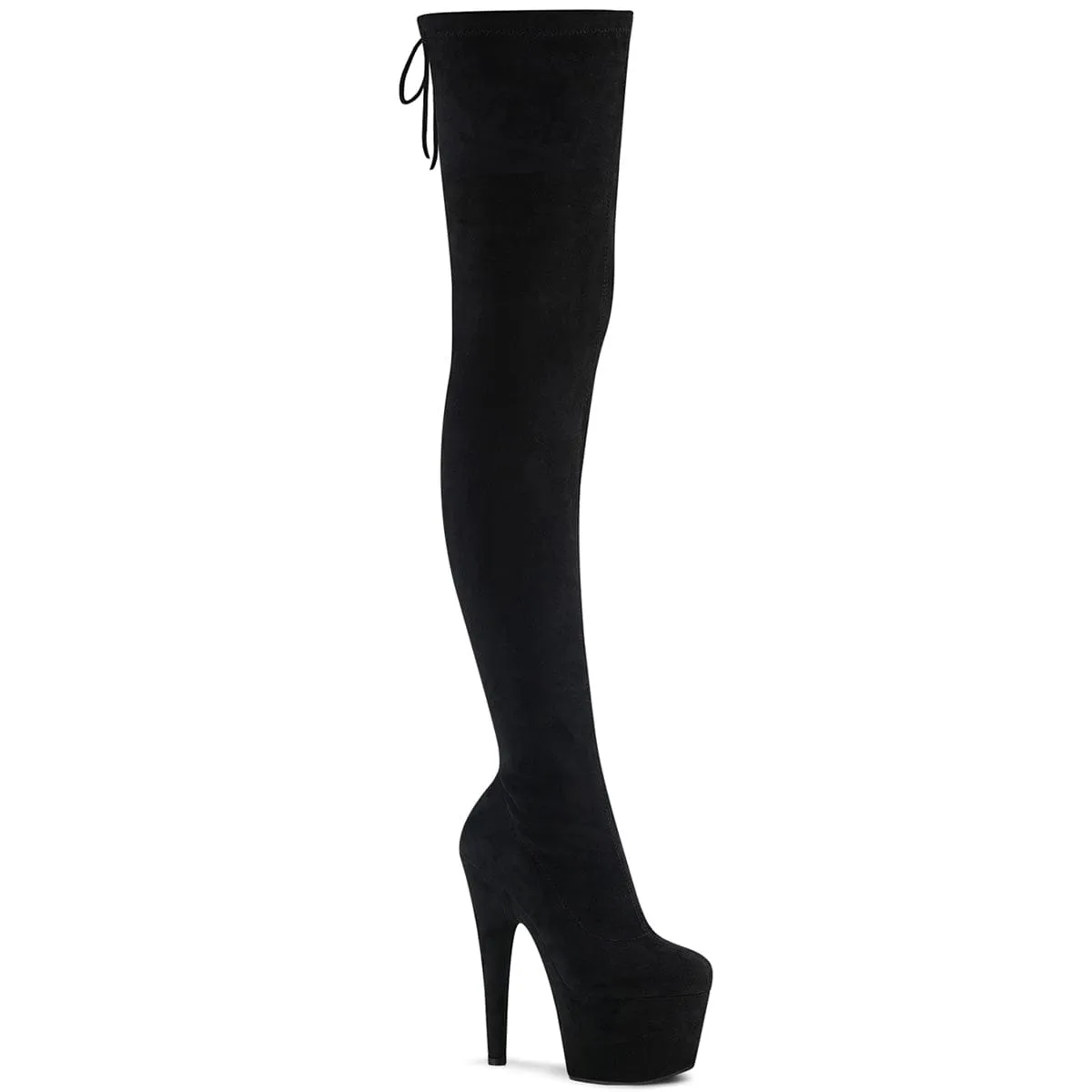 ADORE-3008 Black Stretch Faux Suede/Black Faux Suede