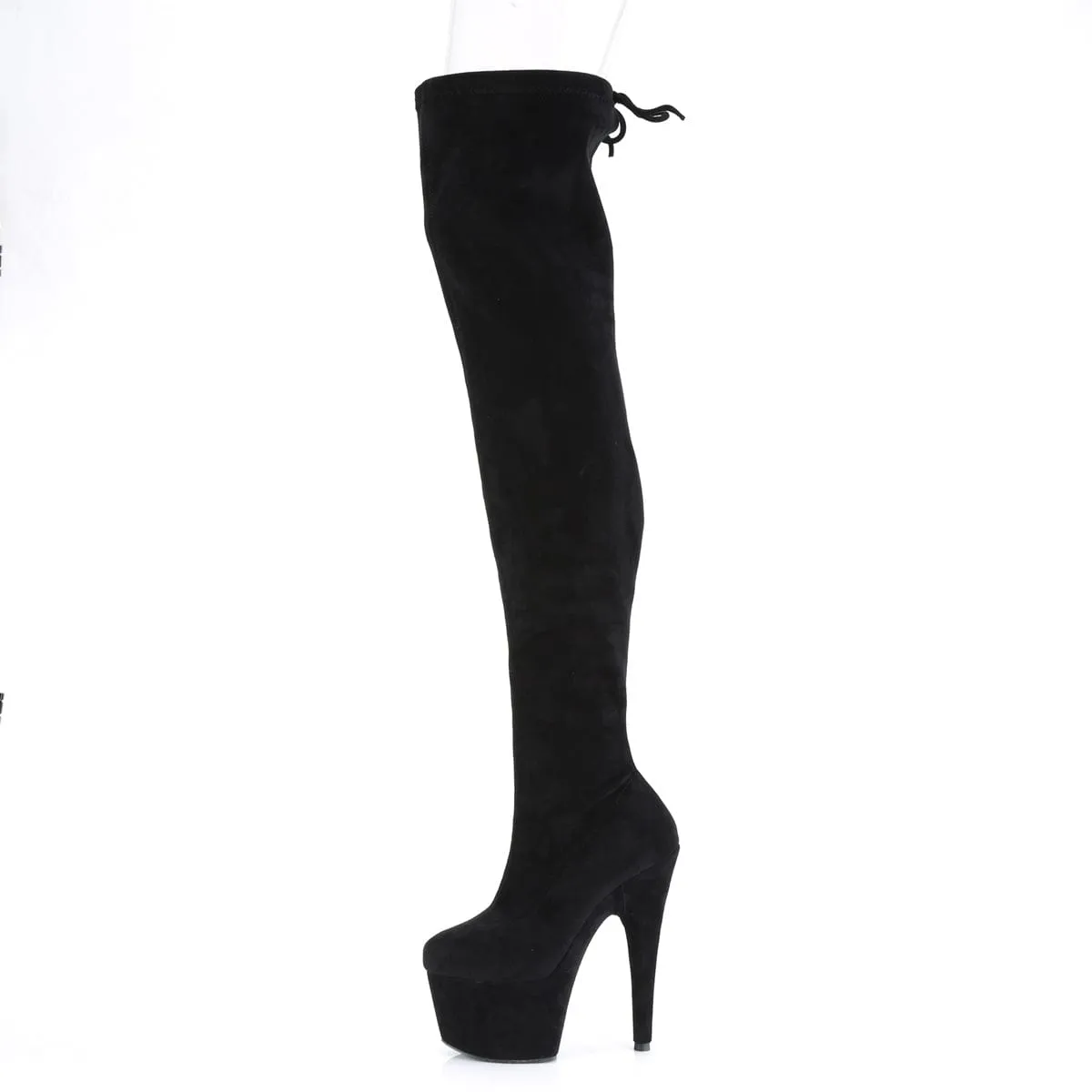 ADORE-3008 Black Stretch Faux Suede/Black Faux Suede