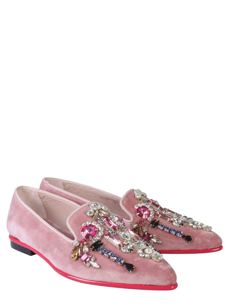 Alexander McQueen Embellished Pointed Toe Moccasins