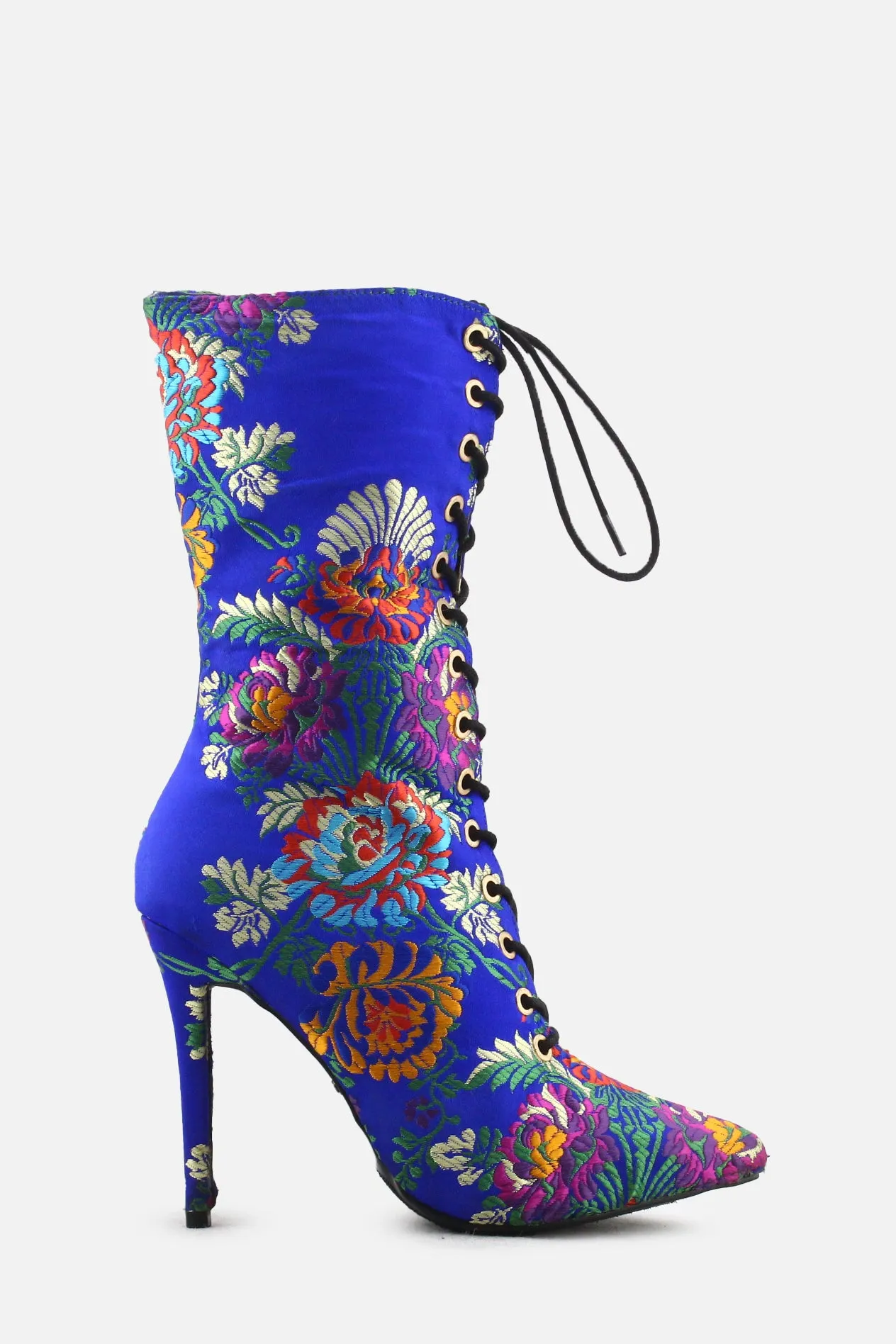 Anne Michelle Zipper Laces Stilettos Heels Ankle Boots | Textile