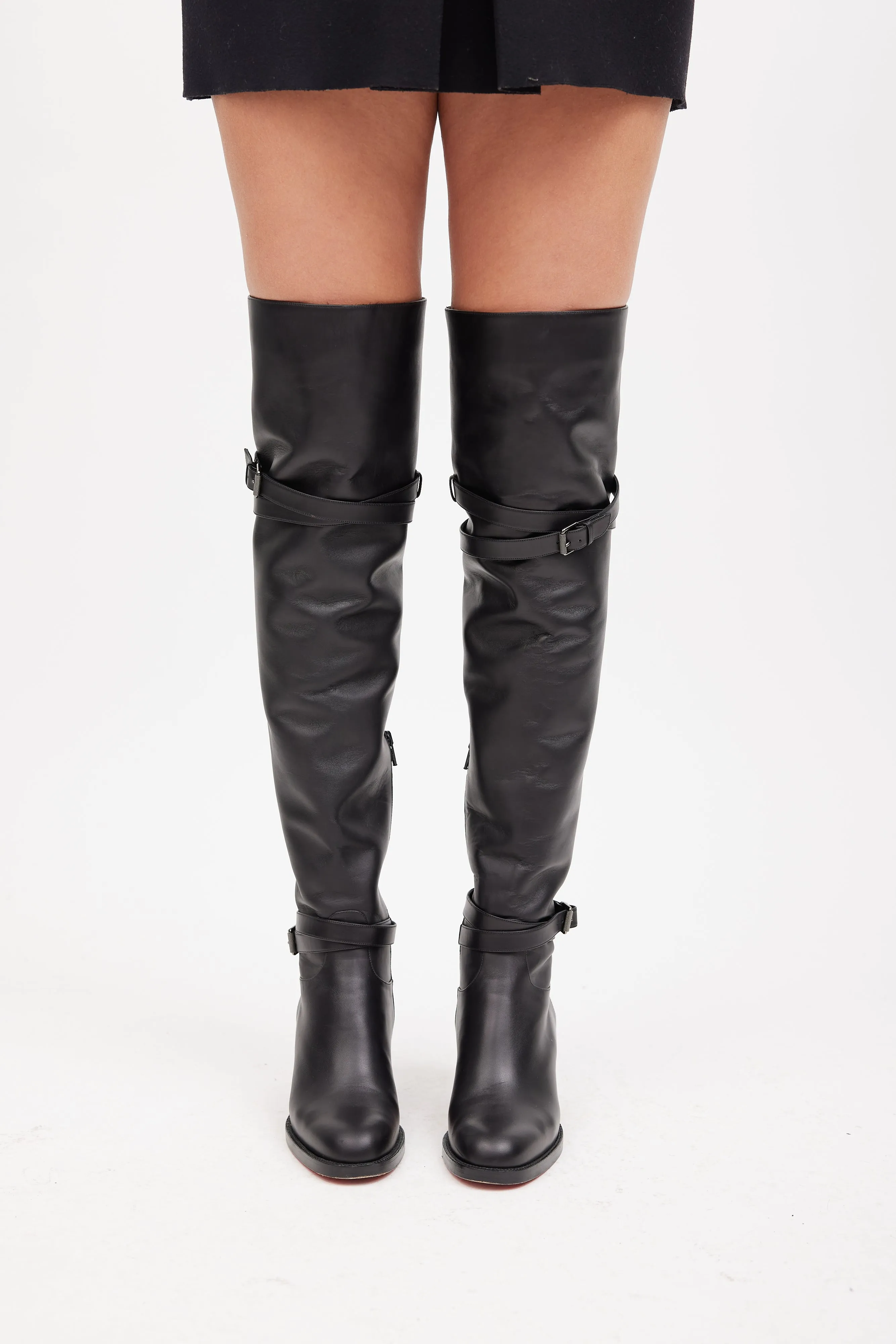 Black Karialta 70mm Thigh High Leather Boot