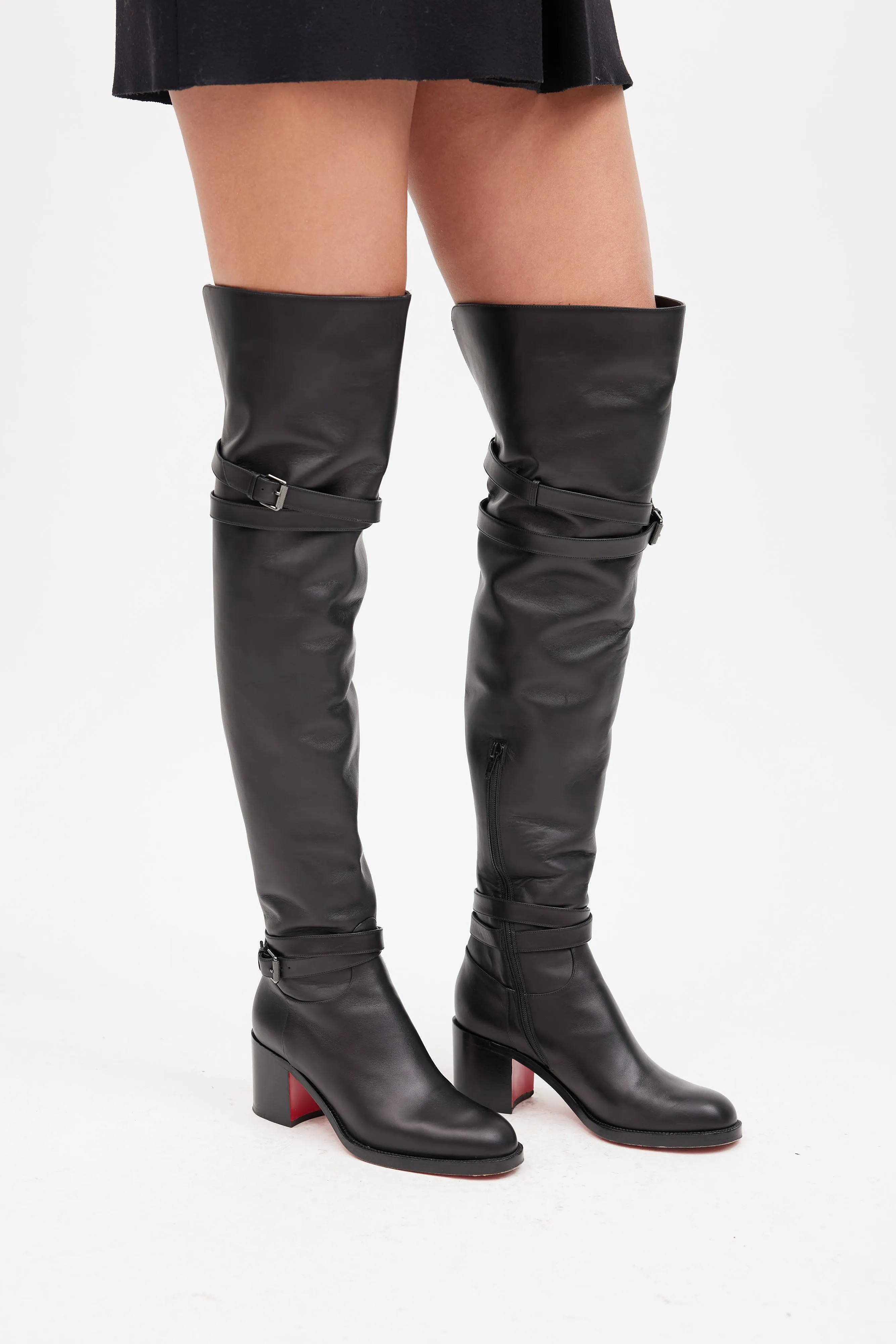 Black Karialta 70mm Thigh High Leather Boot