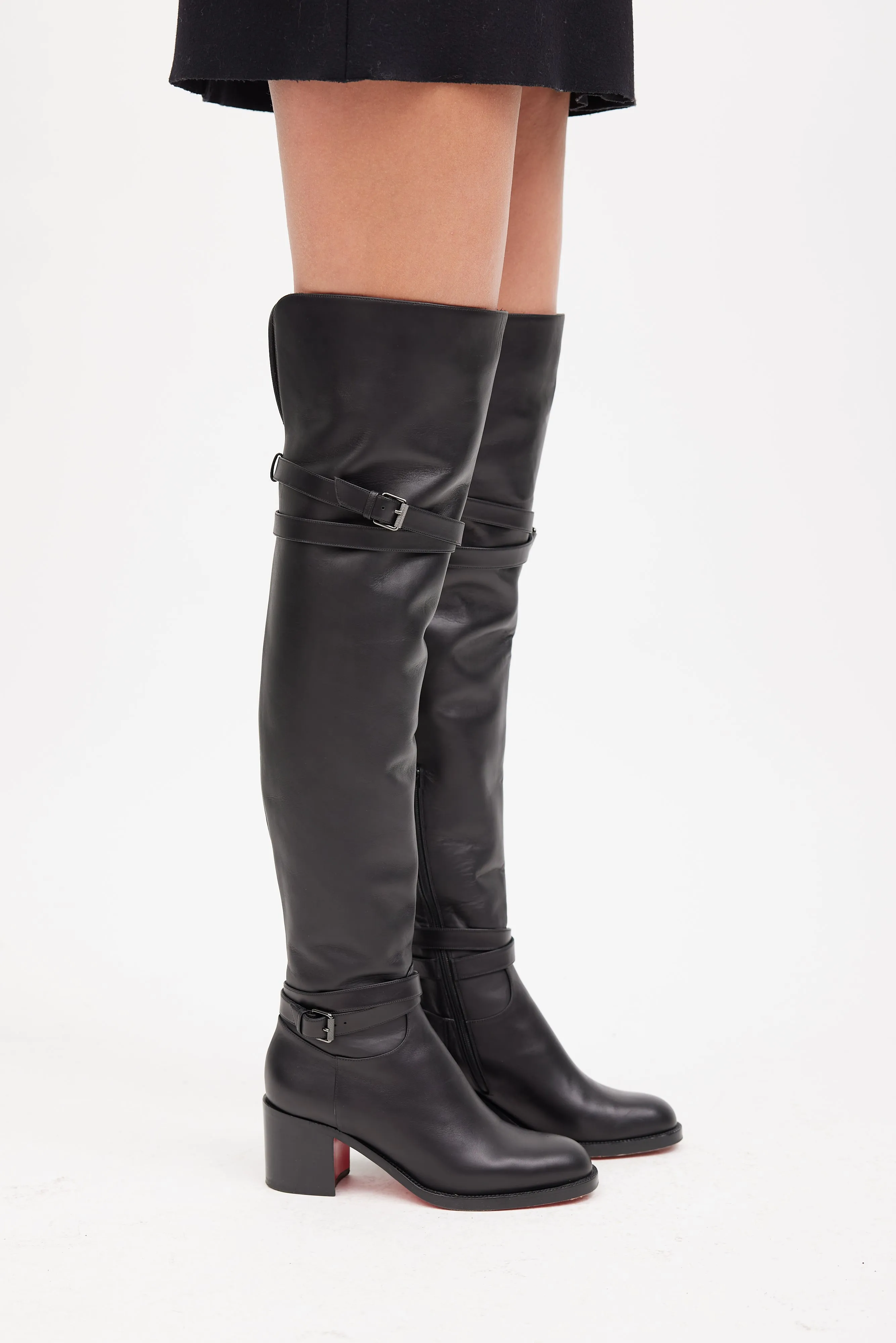 Black Karialta 70mm Thigh High Leather Boot