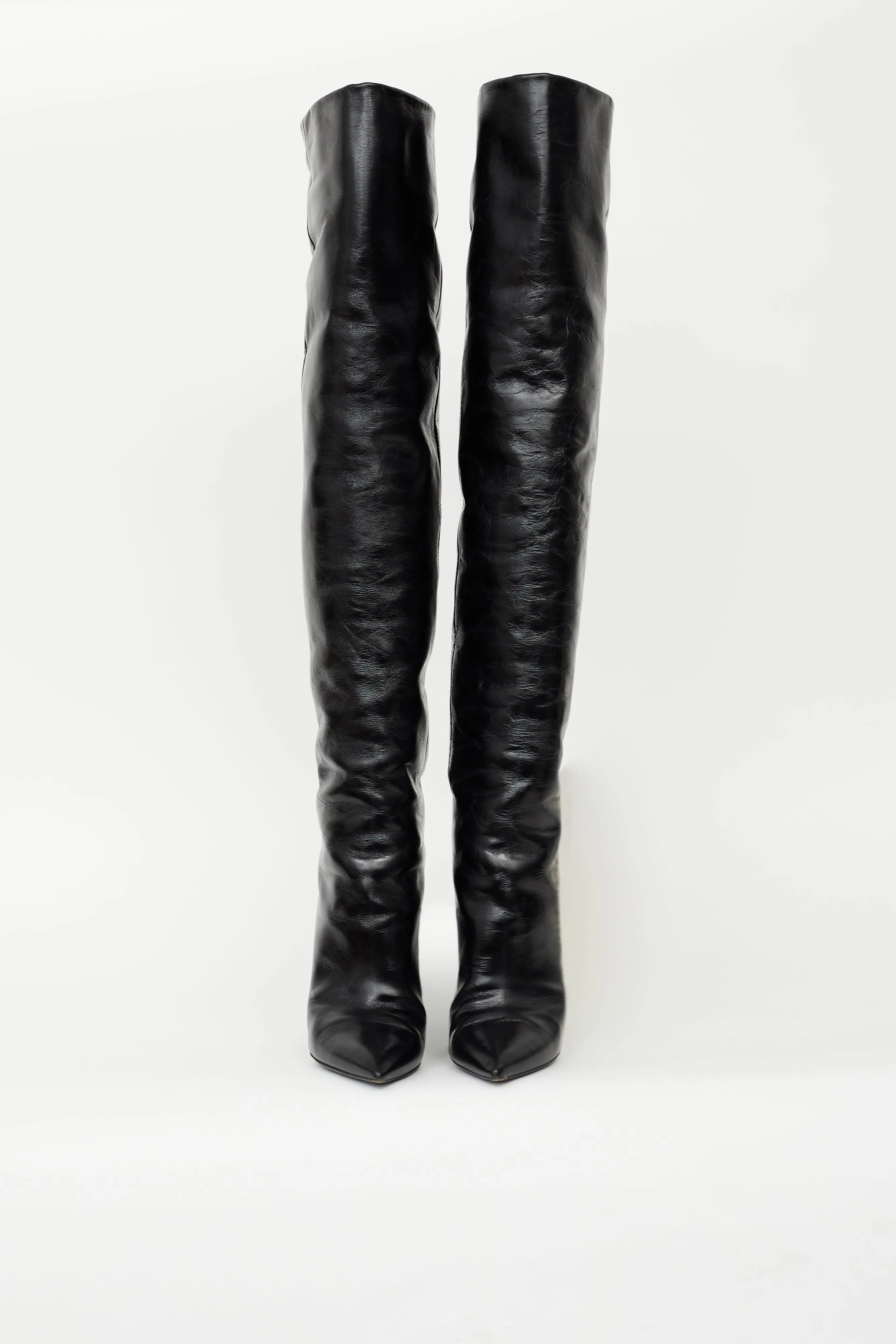 Black Leather Thigh High Nikki Boot