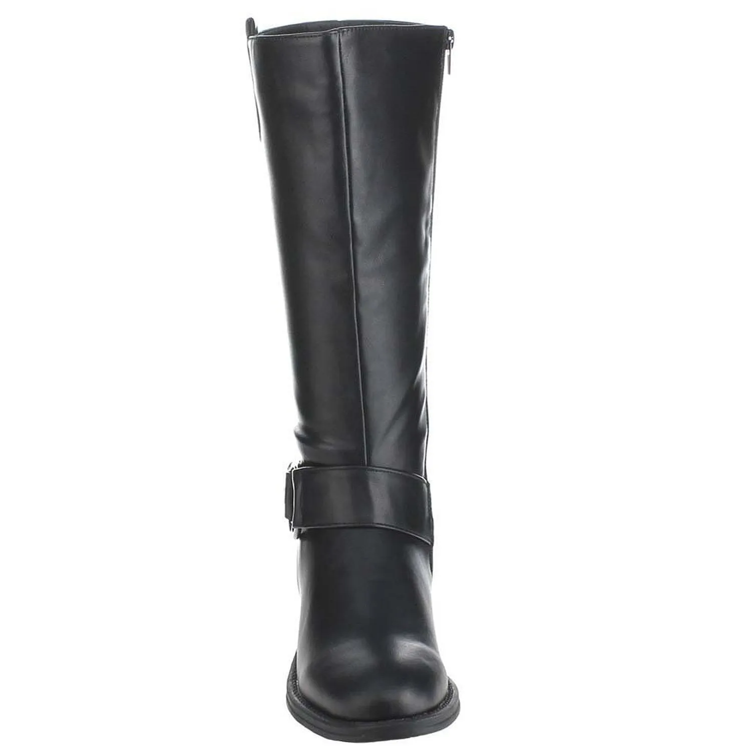 Black Riding Ankle Strap Knee-high Women's Vegan Boots