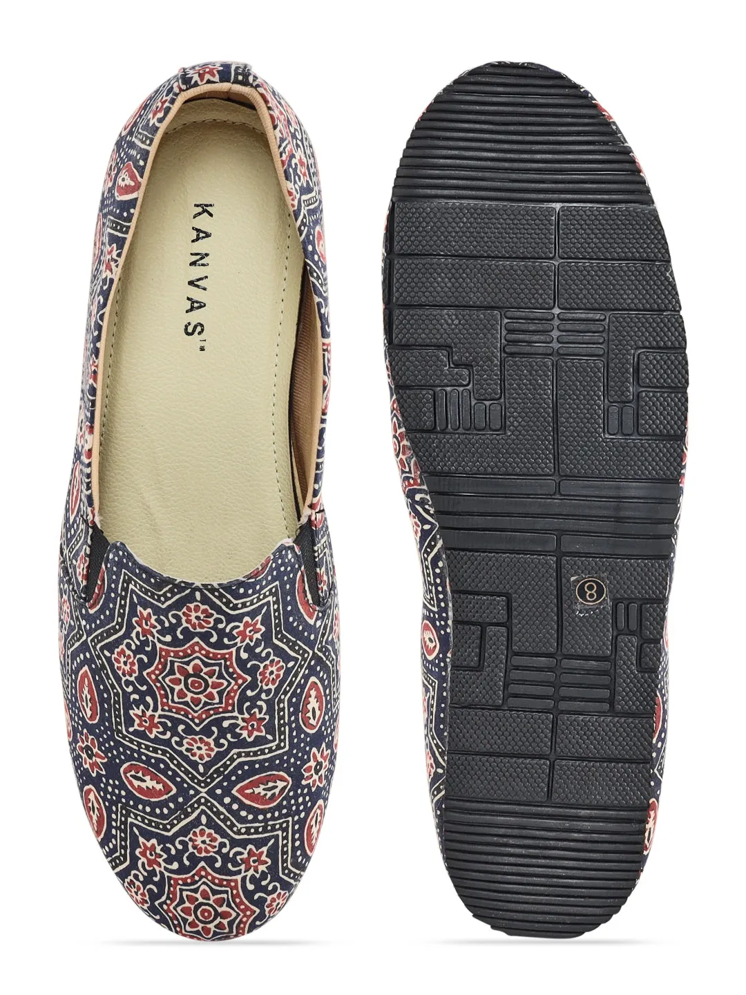 Blue Ajrakh Print Moccasins