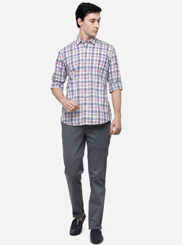 Blue & Red Slim Fit Checked Casual Shirt | Greenfibre