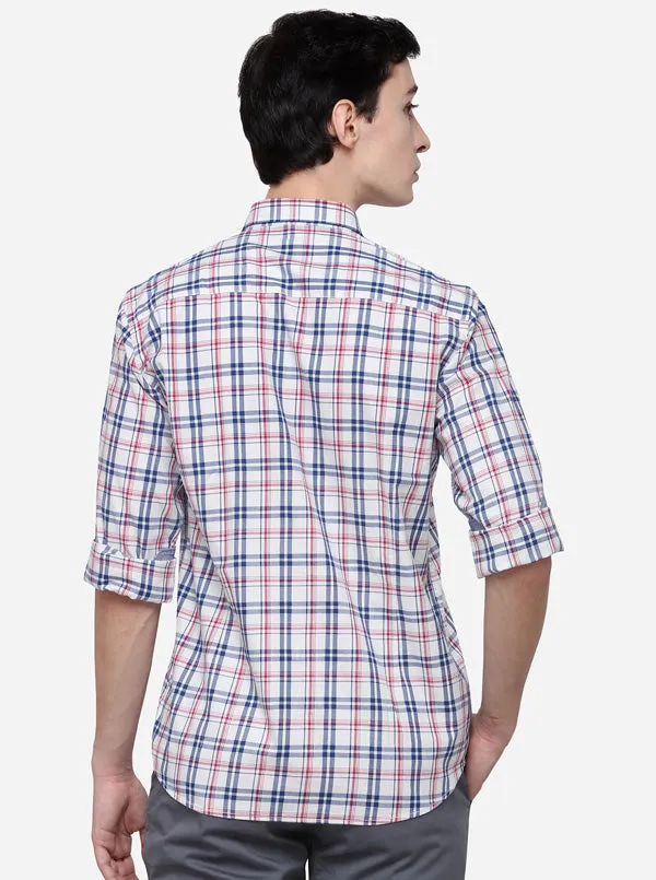 Blue & Red Slim Fit Checked Casual Shirt | Greenfibre