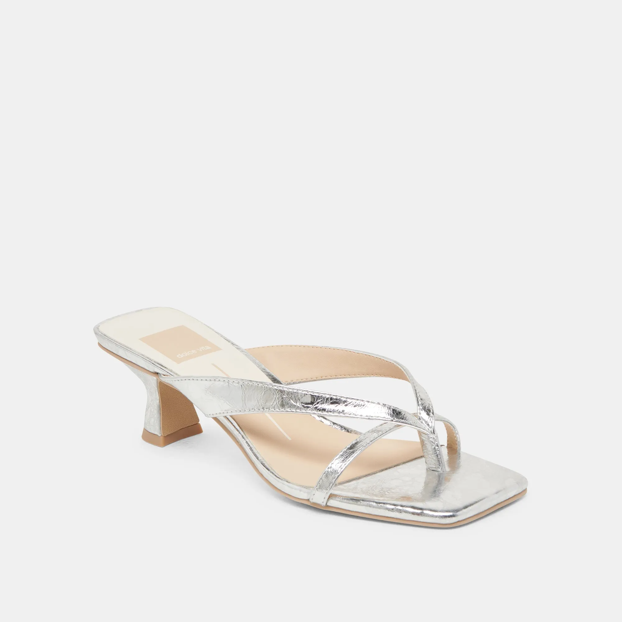 BREVEL HEELS SILVER DISTRESSED LEATHER