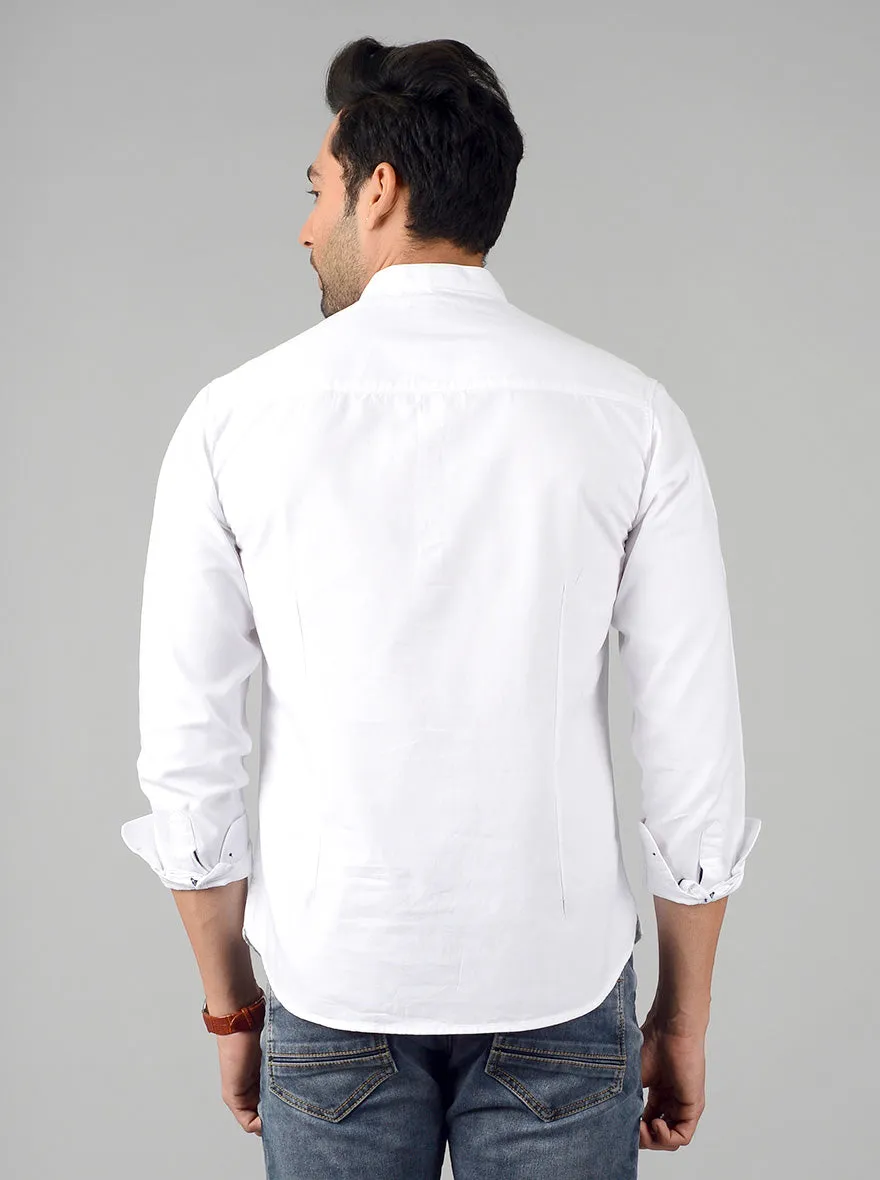 Bright White Solid Slim Fit Short Kurta | Greenfibre