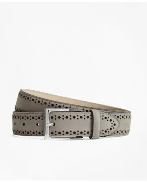 Brooks Brothers Men's 1818 Perforated Stitch Suede Belt Grey