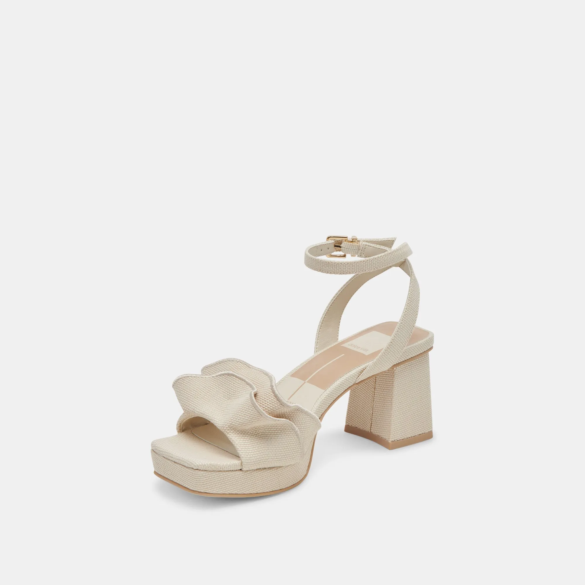 CHEER HEELS IVORY RAFFIA