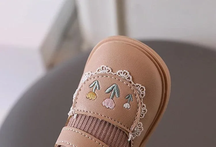 Children's Casual Shoes - Flowers Pattern - Baby Kids Leather Flats - TSS217