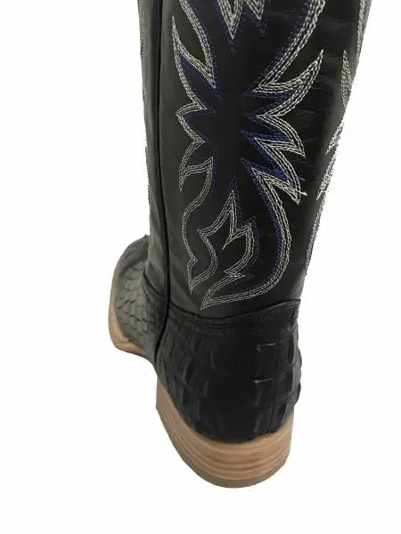 Cowtown Men's Black Alligator Print Square Toe Boots Q6096