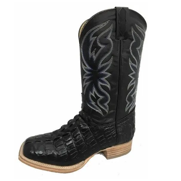 Cowtown Men's Black Alligator Print Square Toe Boots Q6096