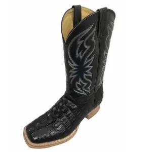 Cowtown Men's Black Alligator Print Square Toe Boots Q6096