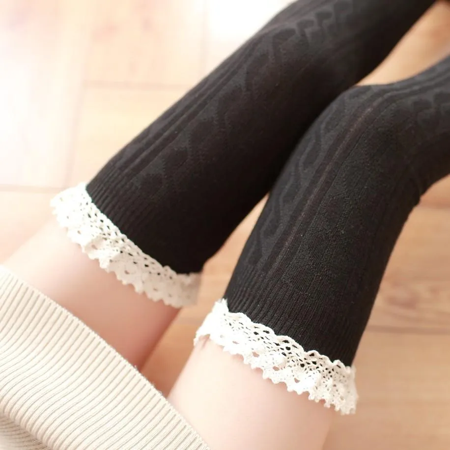 CROCHET LACE THIGH HIGH STOCKINGS KF2392