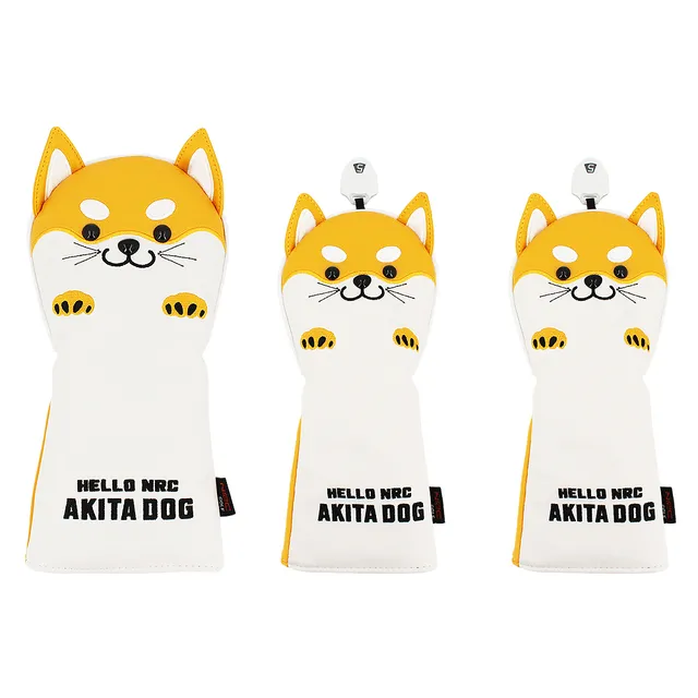 Cute Akita Golf Wood Head Cover PU Leather