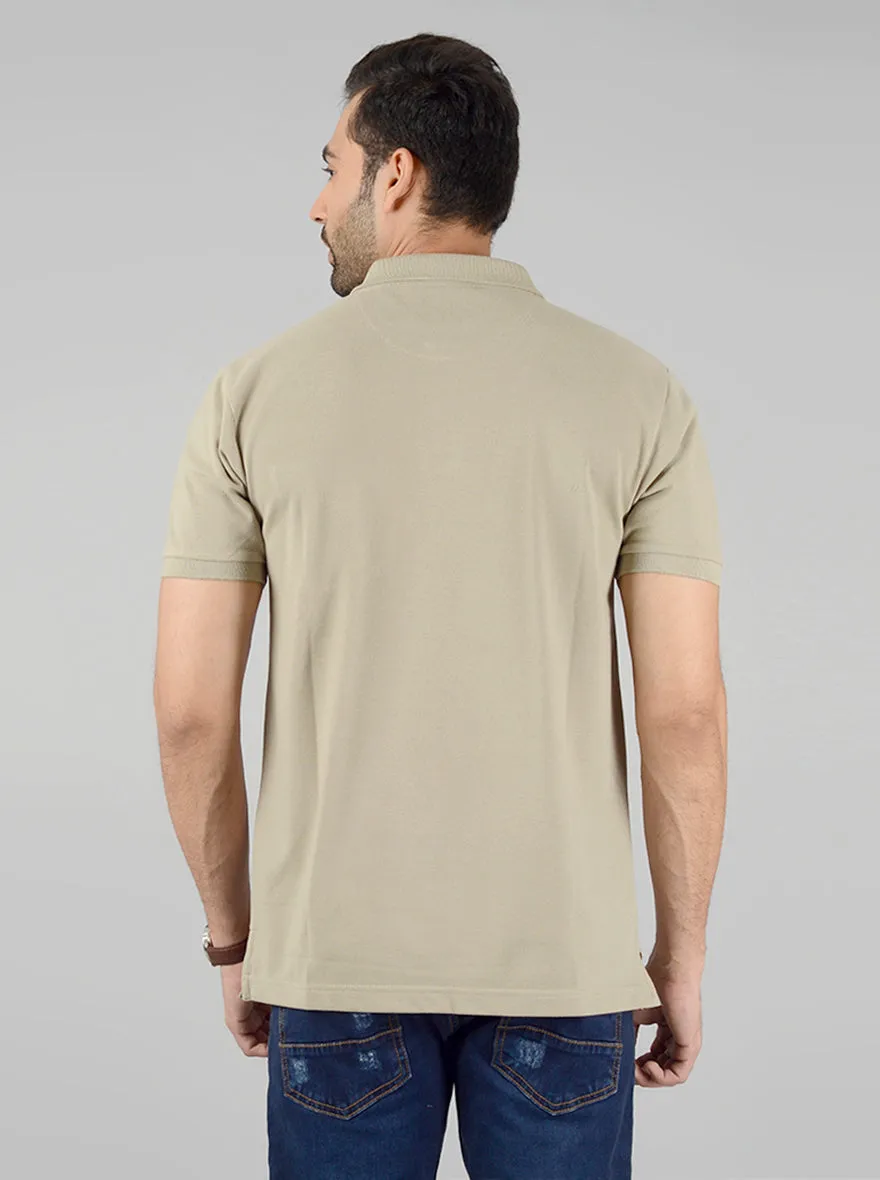 Dark Beige Solid Slim Fit Polo T-Shirt | Greenfibre