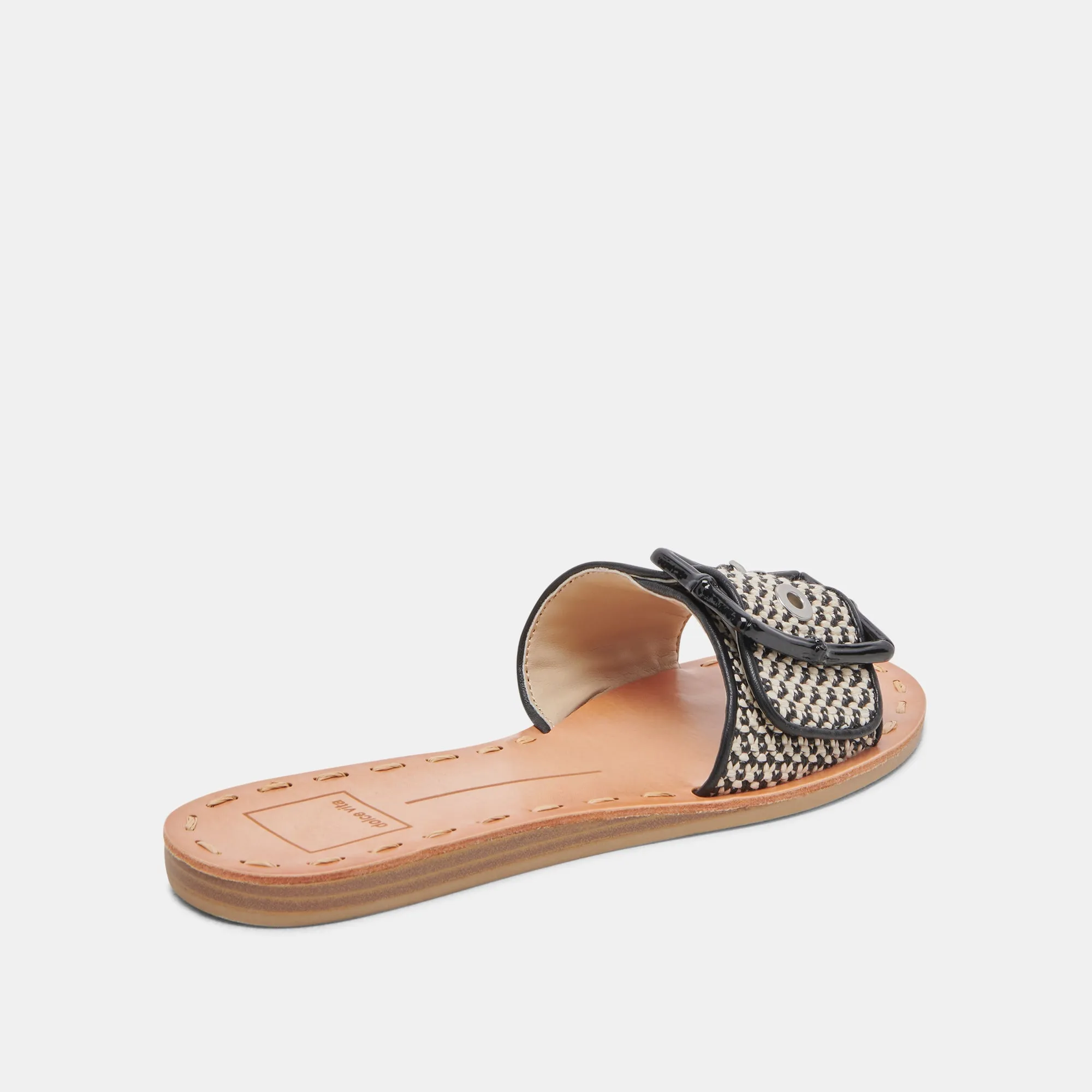 DASA SANDALS BLACK NATURAL RAFFIA