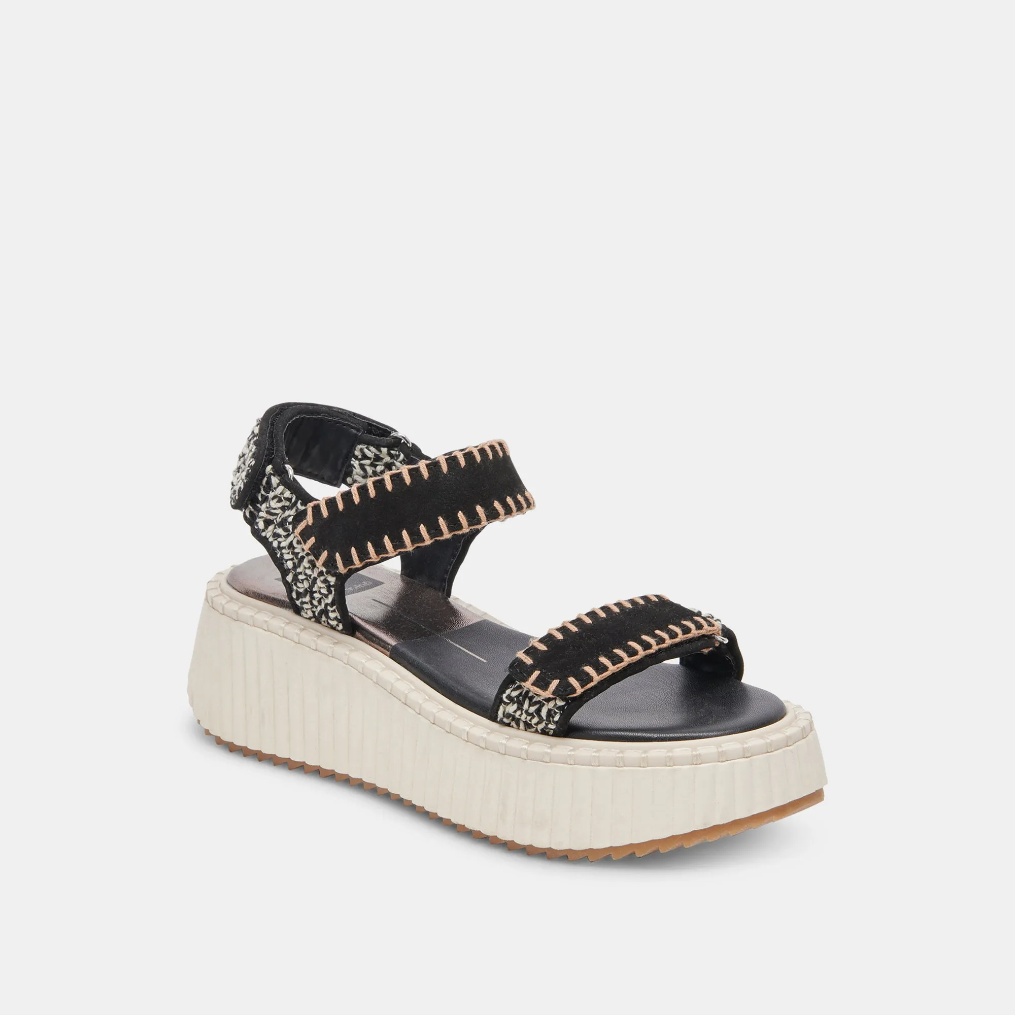 DEBRA SANDALS BLACK WHITE NUBUCK