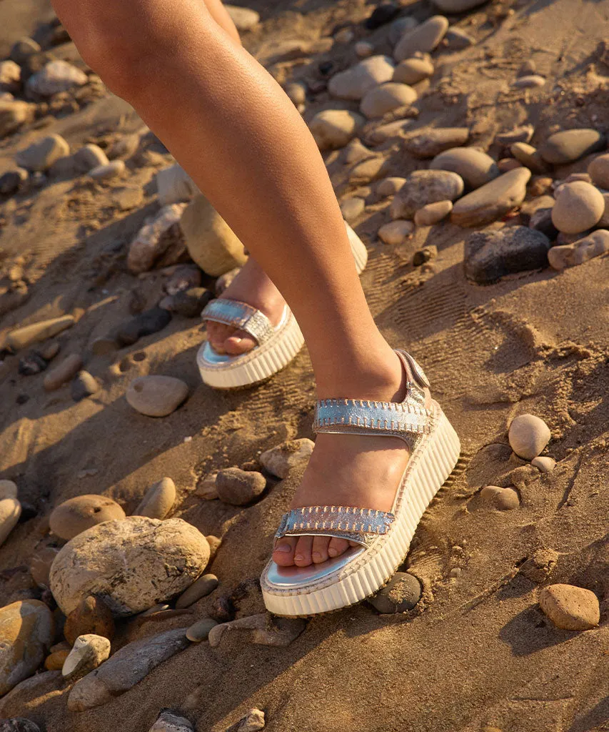 DEBRA SANDALS SILVER DISTRESSED LEATHER