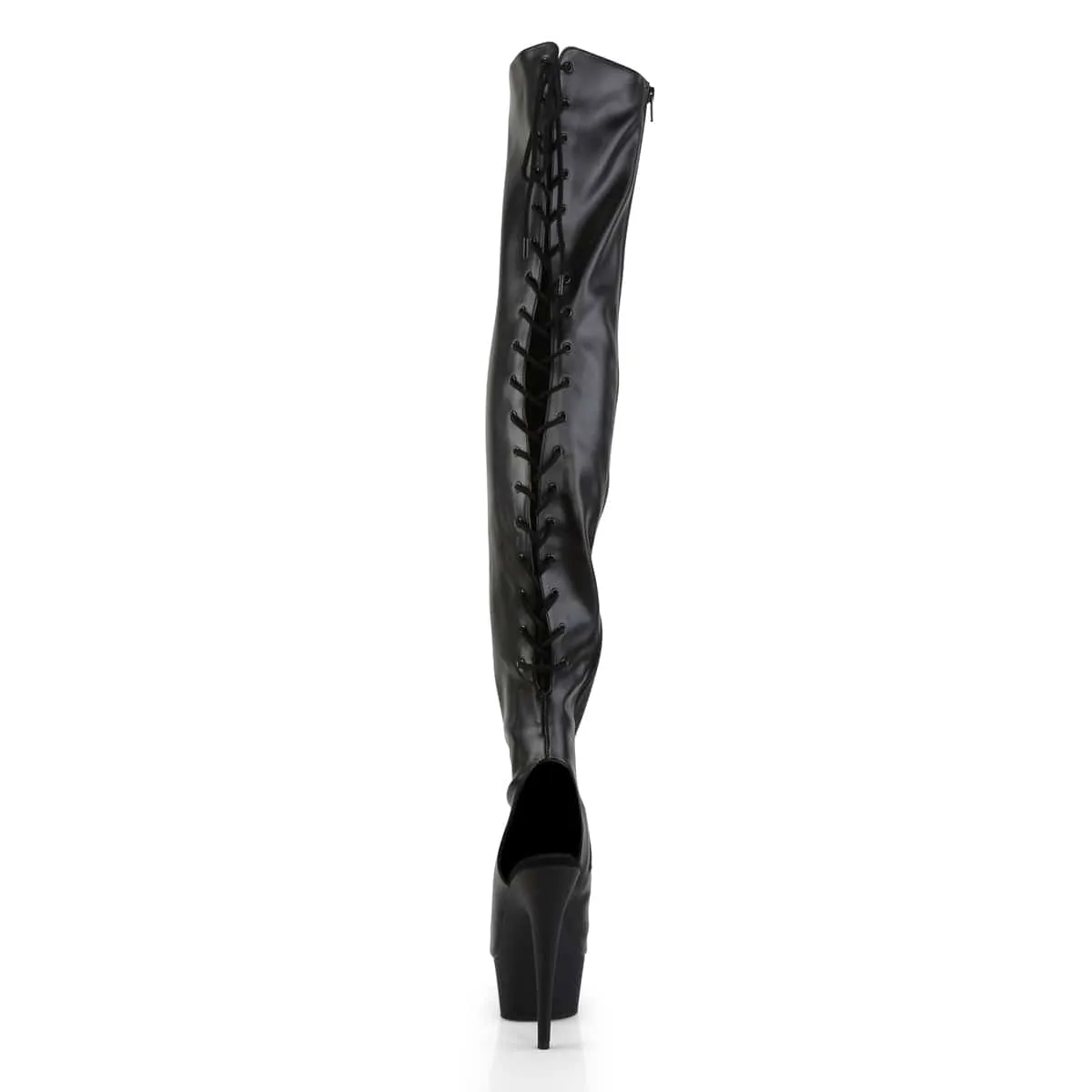 DELIGHT-3017 Black Stretch Faux Leather/Black