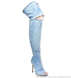 DENIM THIGH BOOTS