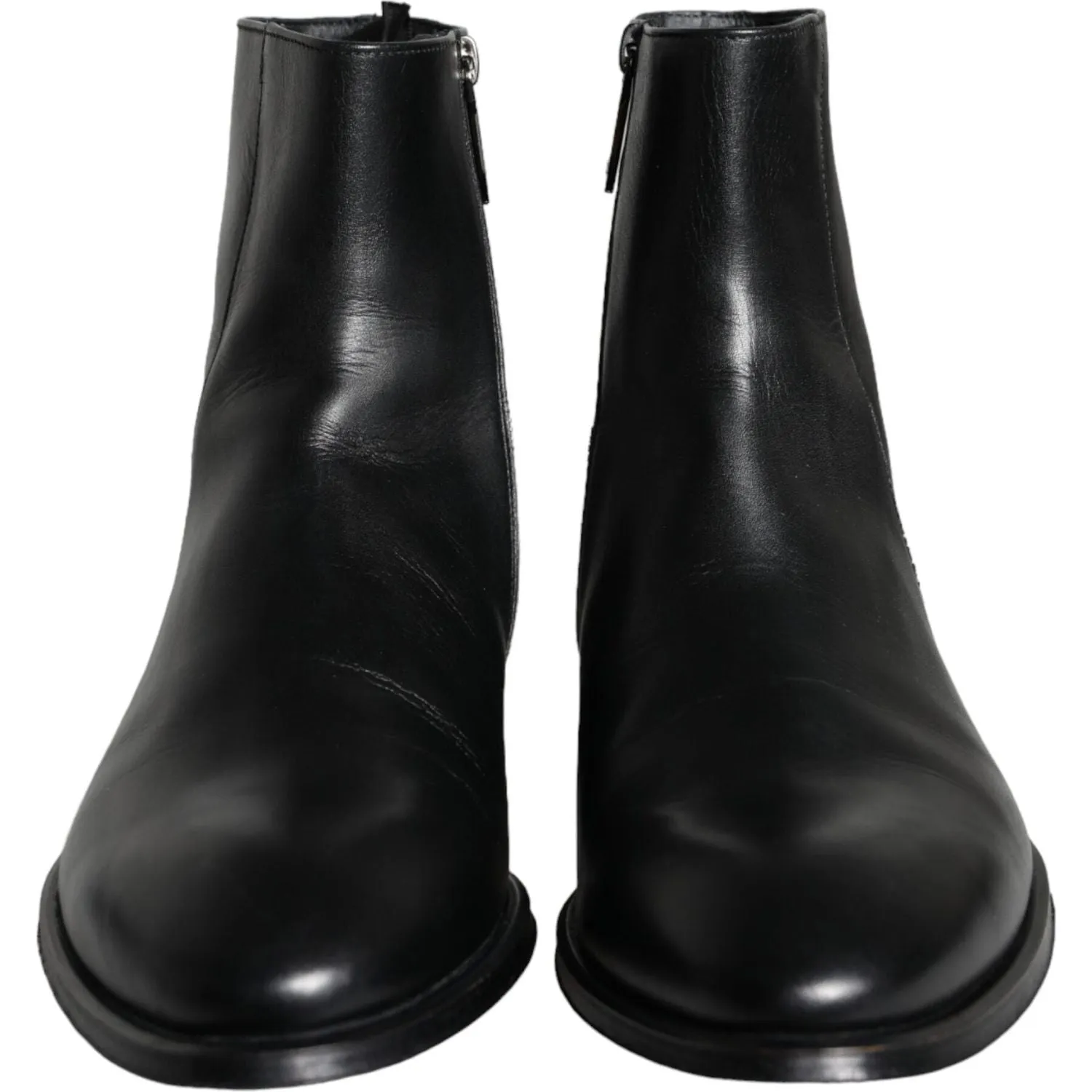 Dolce & Gabbana Black Calf Leather Men Ankle Boots Men Shoes