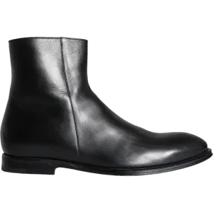 Dolce & Gabbana Black Calf Leather Men Ankle Boots Men Shoes