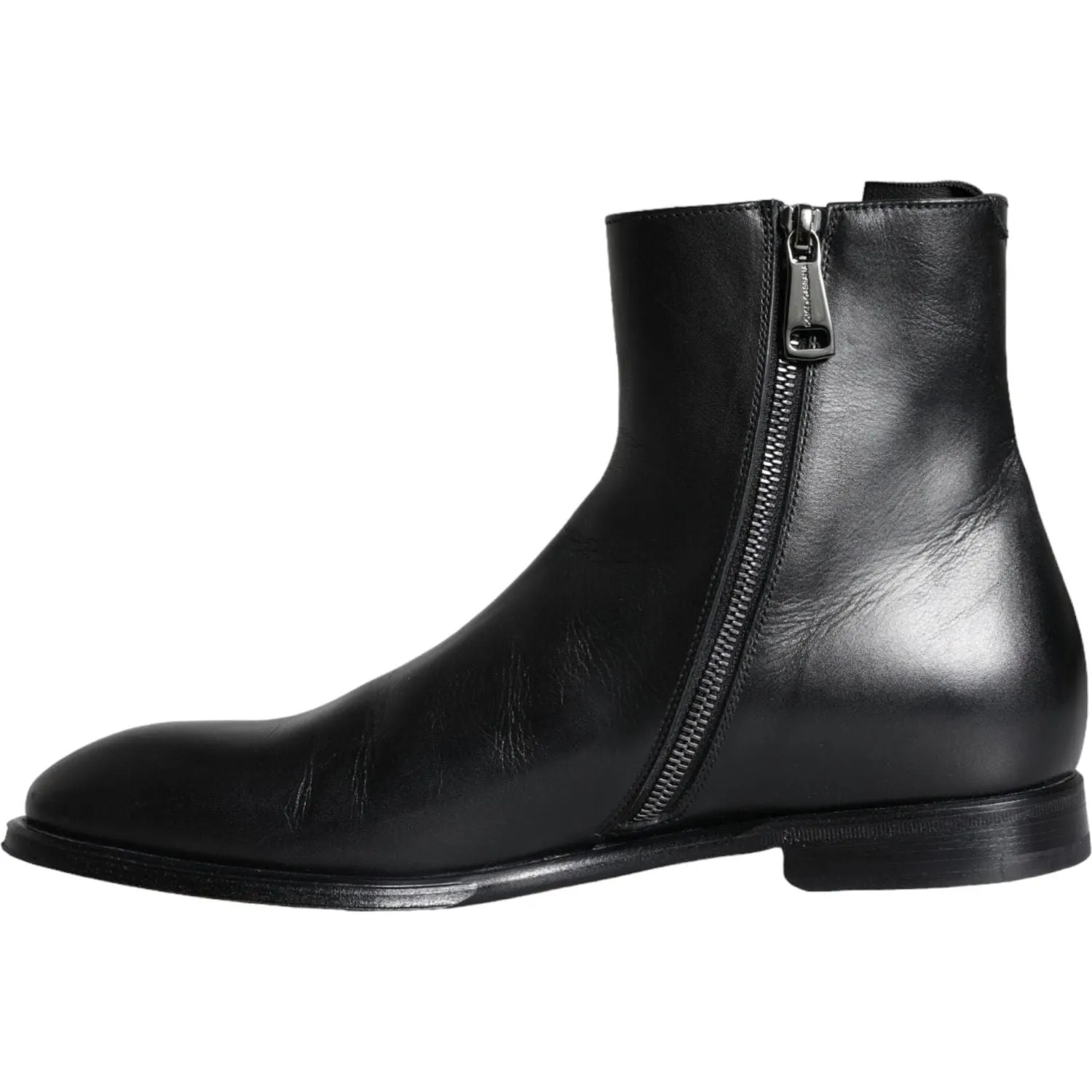 Dolce & Gabbana Black Calf Leather Men Ankle Boots Men Shoes