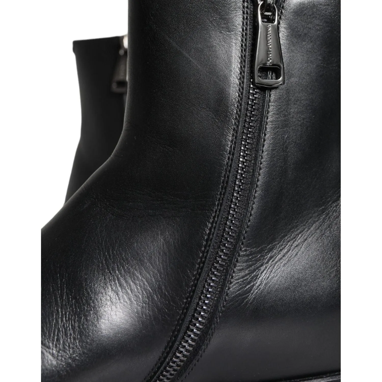 Dolce & Gabbana Black Calf Leather Men Ankle Boots Men Shoes