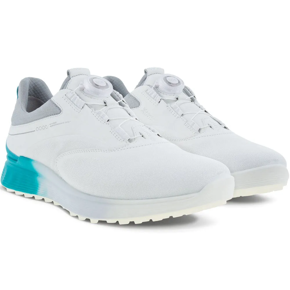 ECCO S-Three BOA Gore-Tex Spikeless Waterproof Shoes - White/Caribbean/Concrete