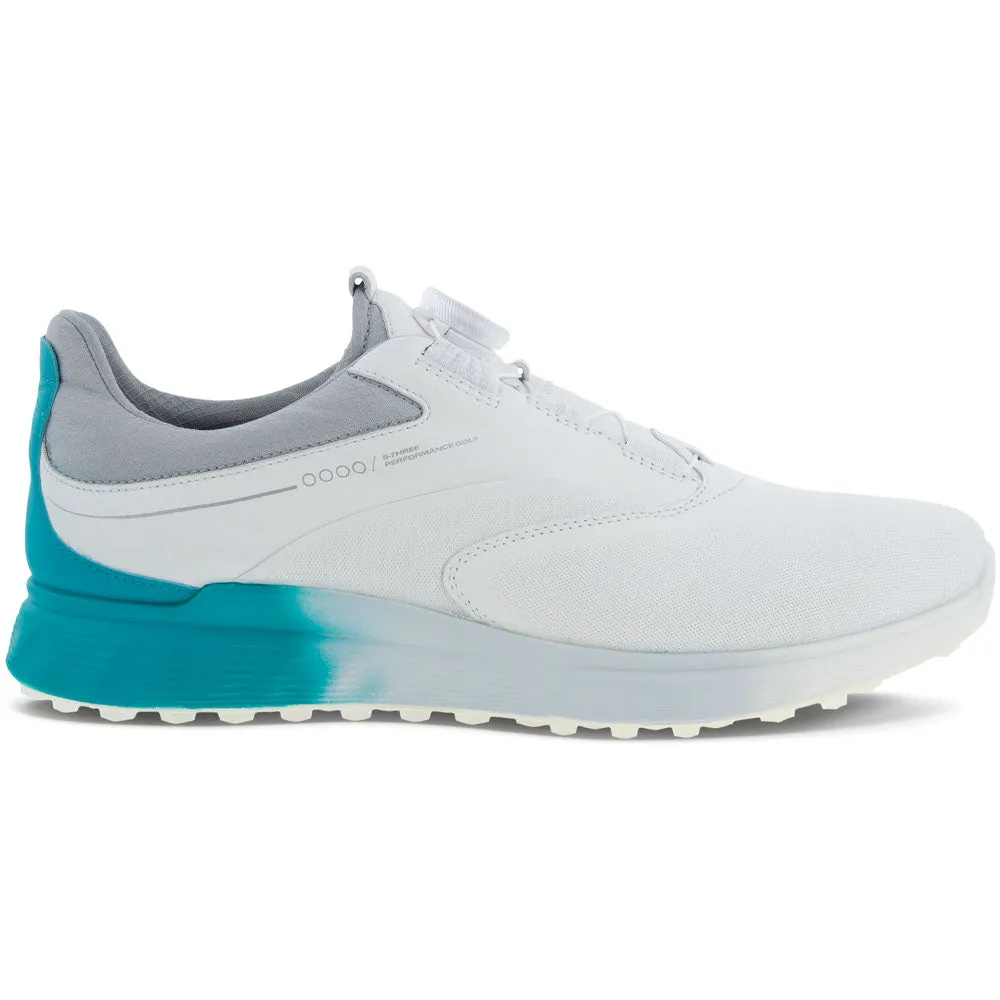 ECCO S-Three BOA Gore-Tex Spikeless Waterproof Shoes - White/Caribbean/Concrete