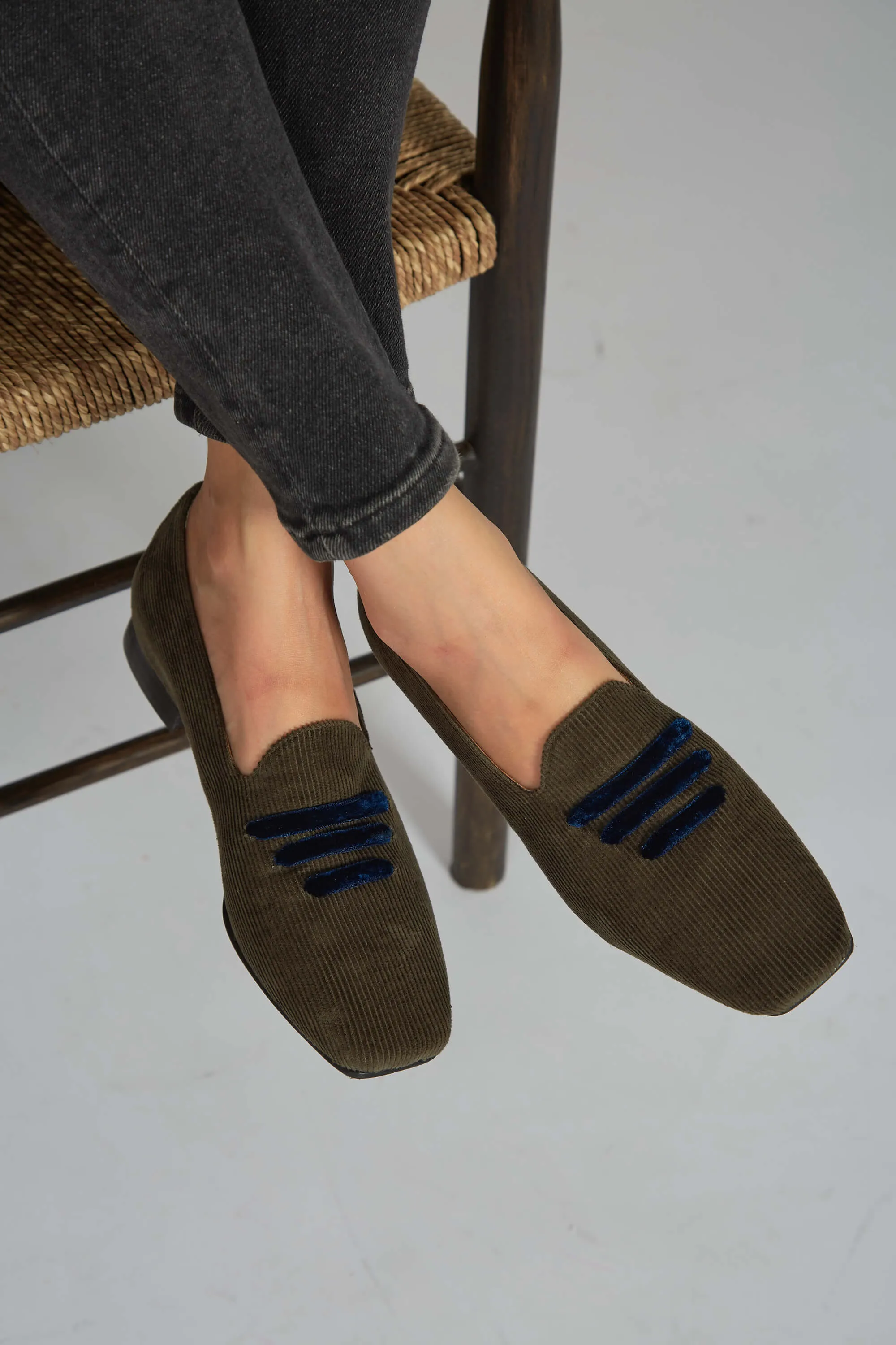 Eco Suede Corduroy Moccasins | Green