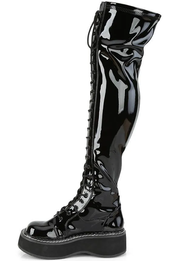 EMILY-375 [Black Patent] | BOOTS [PREORDER]