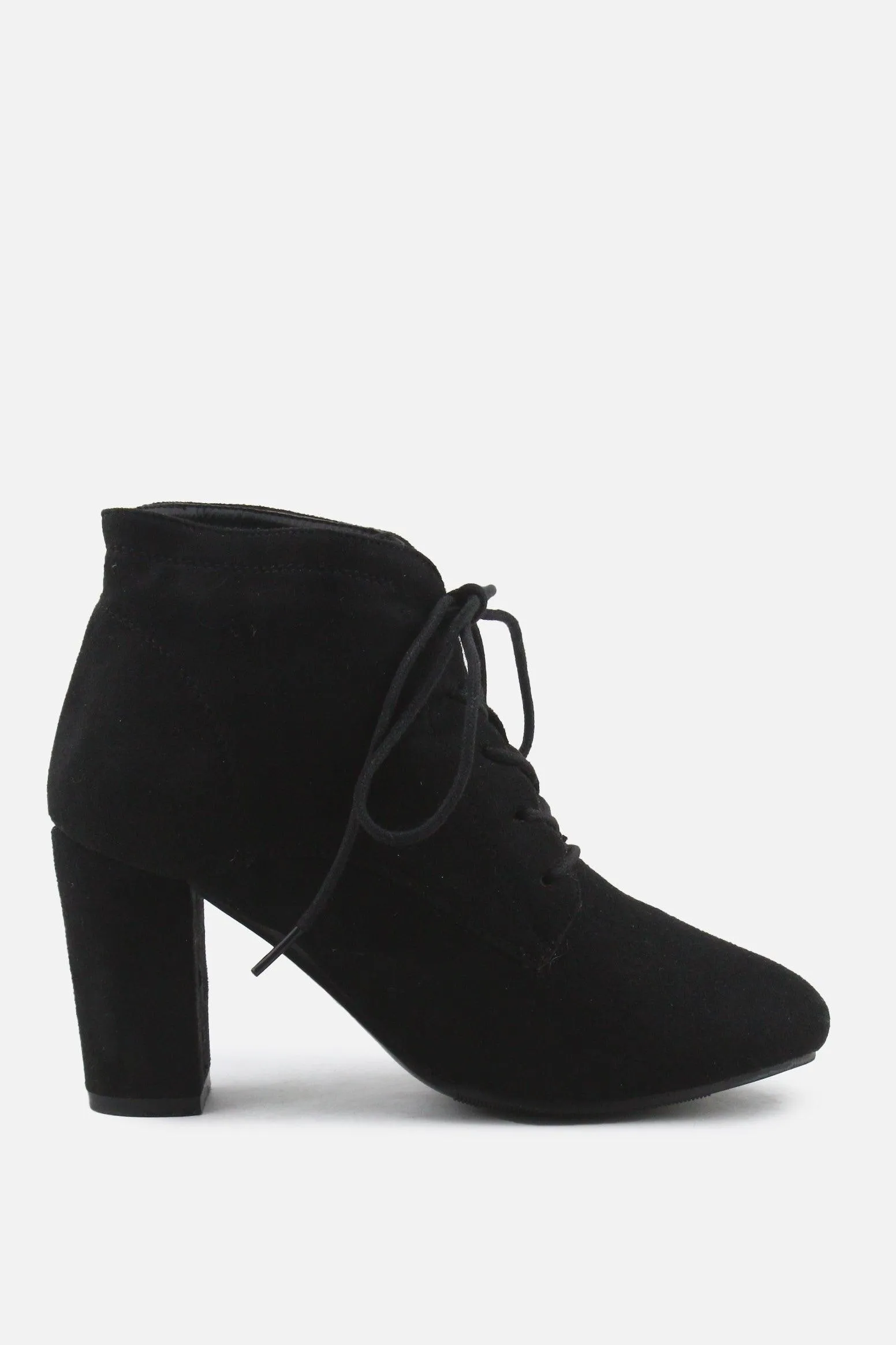 European Brand Laces Block Ankle Boots | Suede