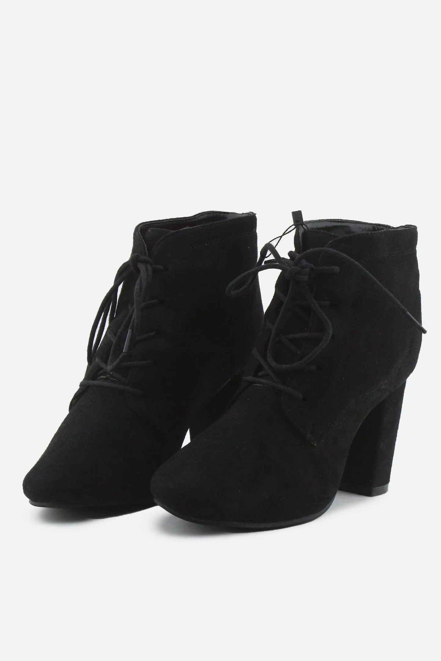 European Brand Laces Block Ankle Boots | Suede