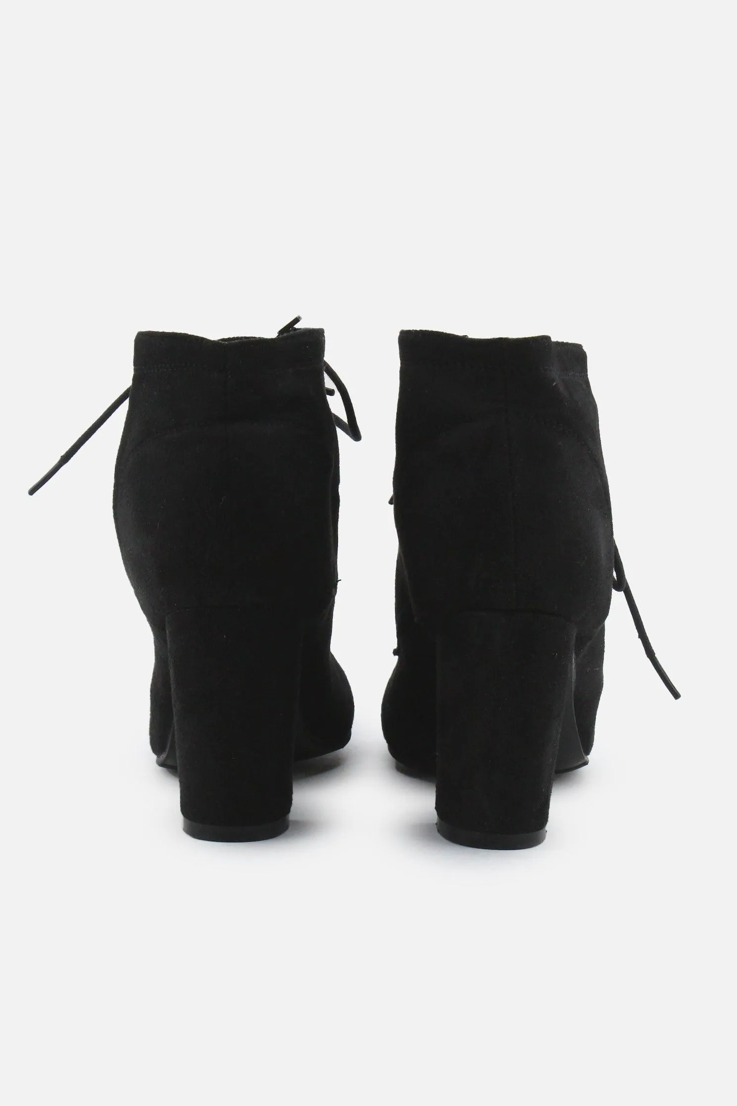 European Brand Laces Block Ankle Boots | Suede