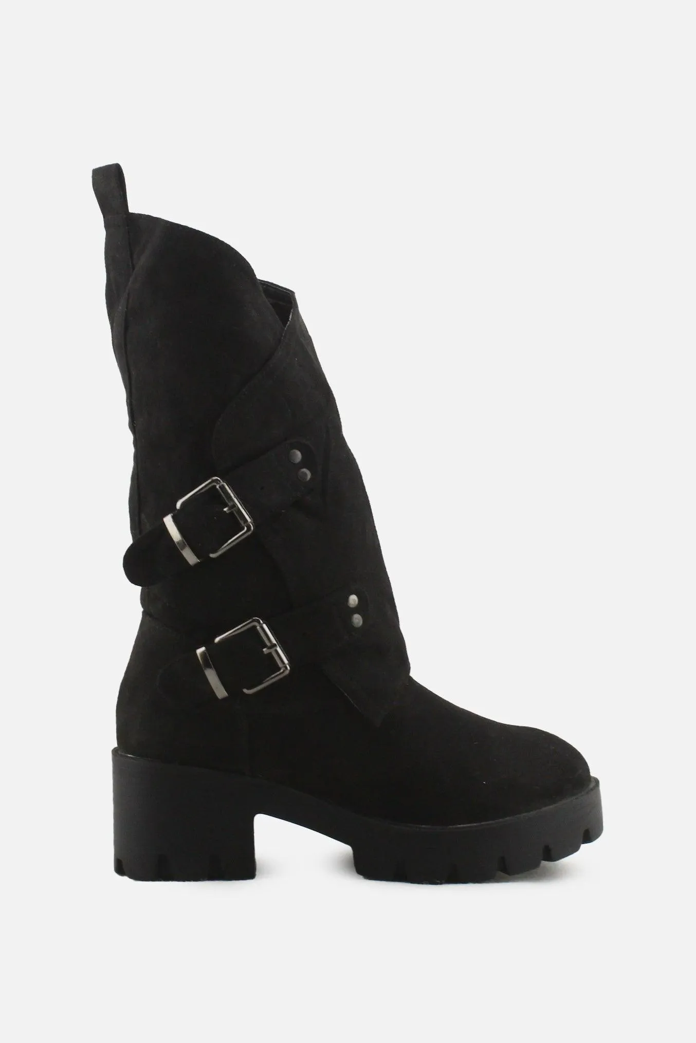 European Brand Zipper Buckle Straps Block Ankle Boots | Suede