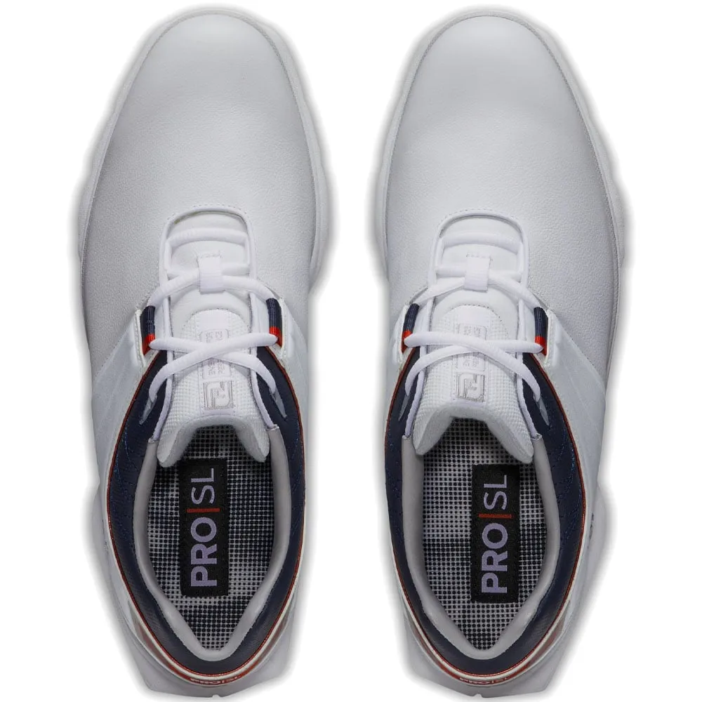 FootJoy Pro SL Waterproof Spikeless Shoes - White/Navy/Red