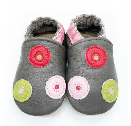 Fresh Baby Leather Baby Shoes 6-12 months Charcoal Dotty