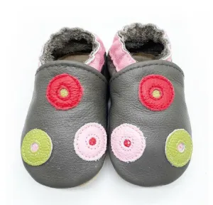 Fresh Baby Leather Baby Shoes 6-12 months Charcoal Dotty