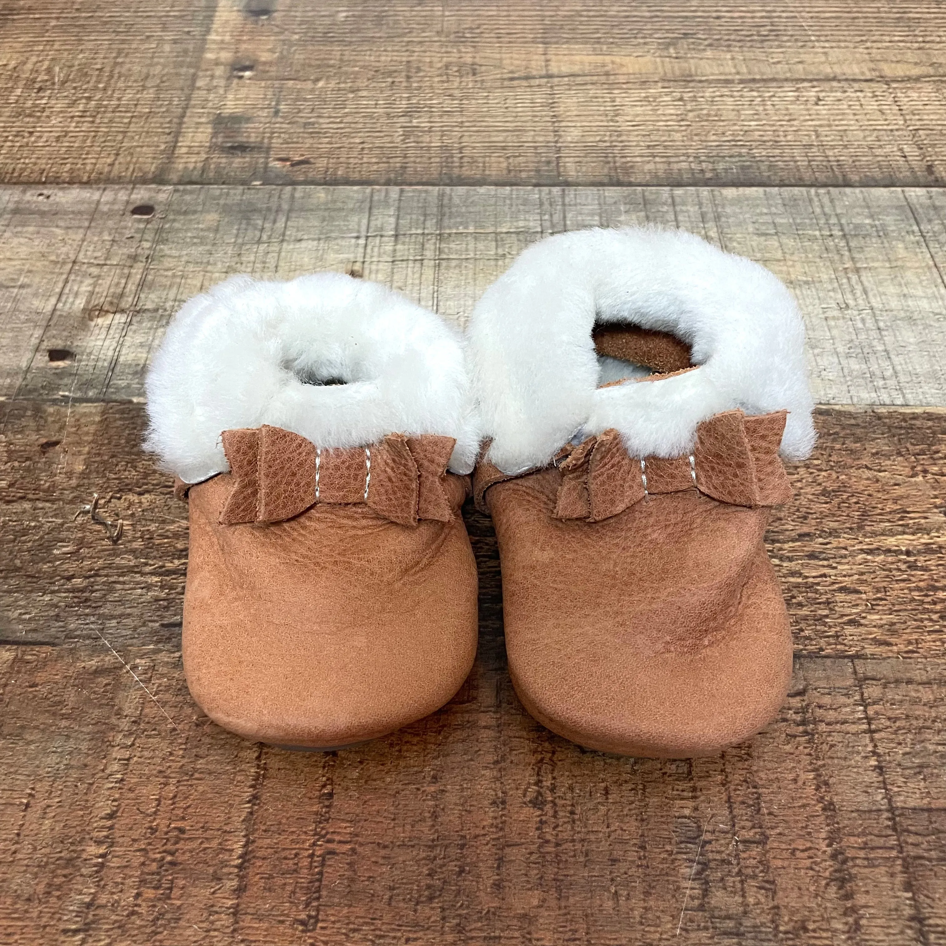 Freshly Picked Camel Faux Fur Moccasins- Size 4