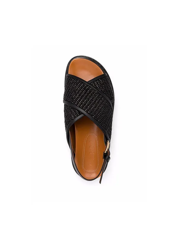 Fussbett Sandals in Black Rafia