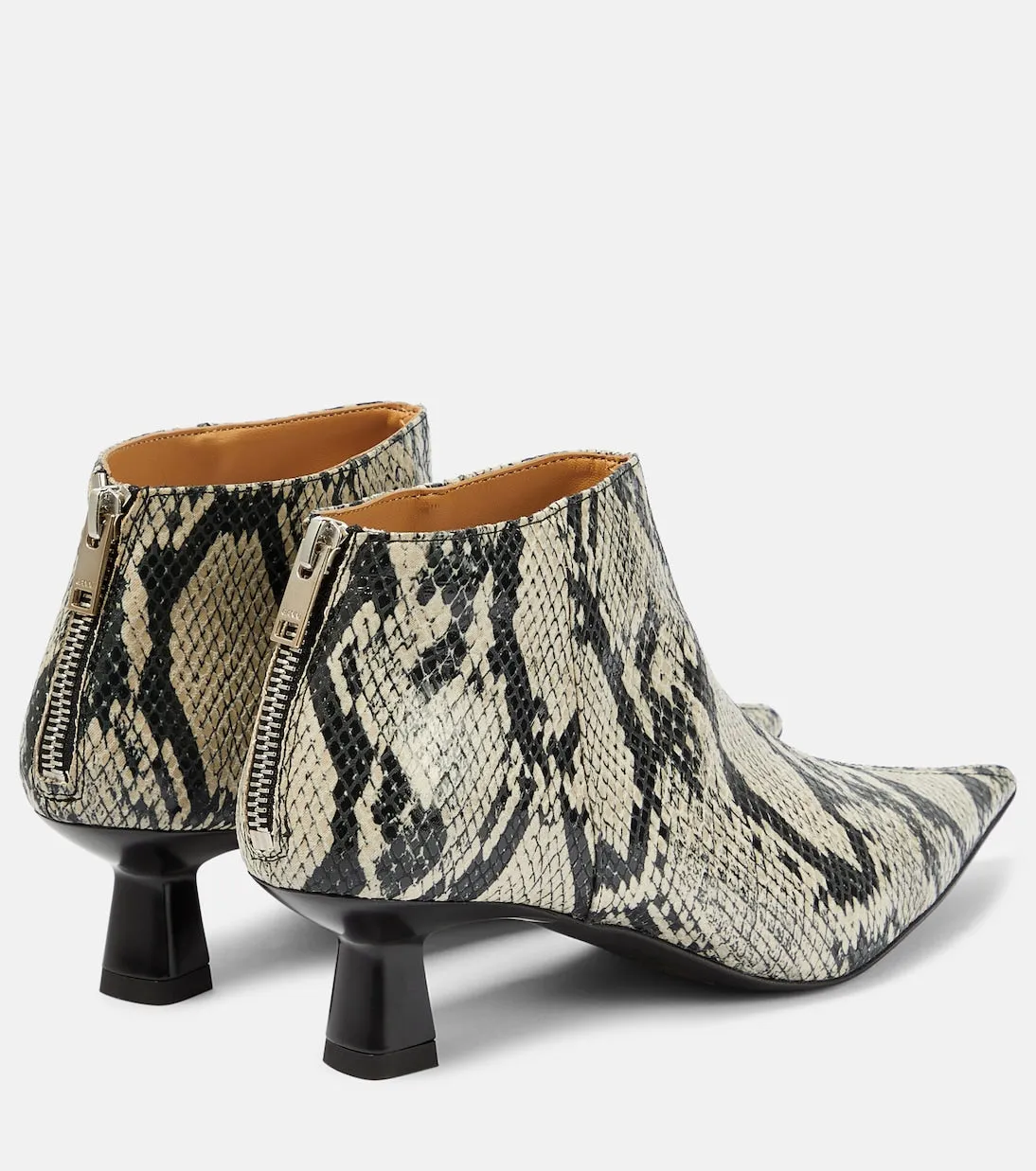 Ganni faux leather ankle boots with snake effect, multicolor