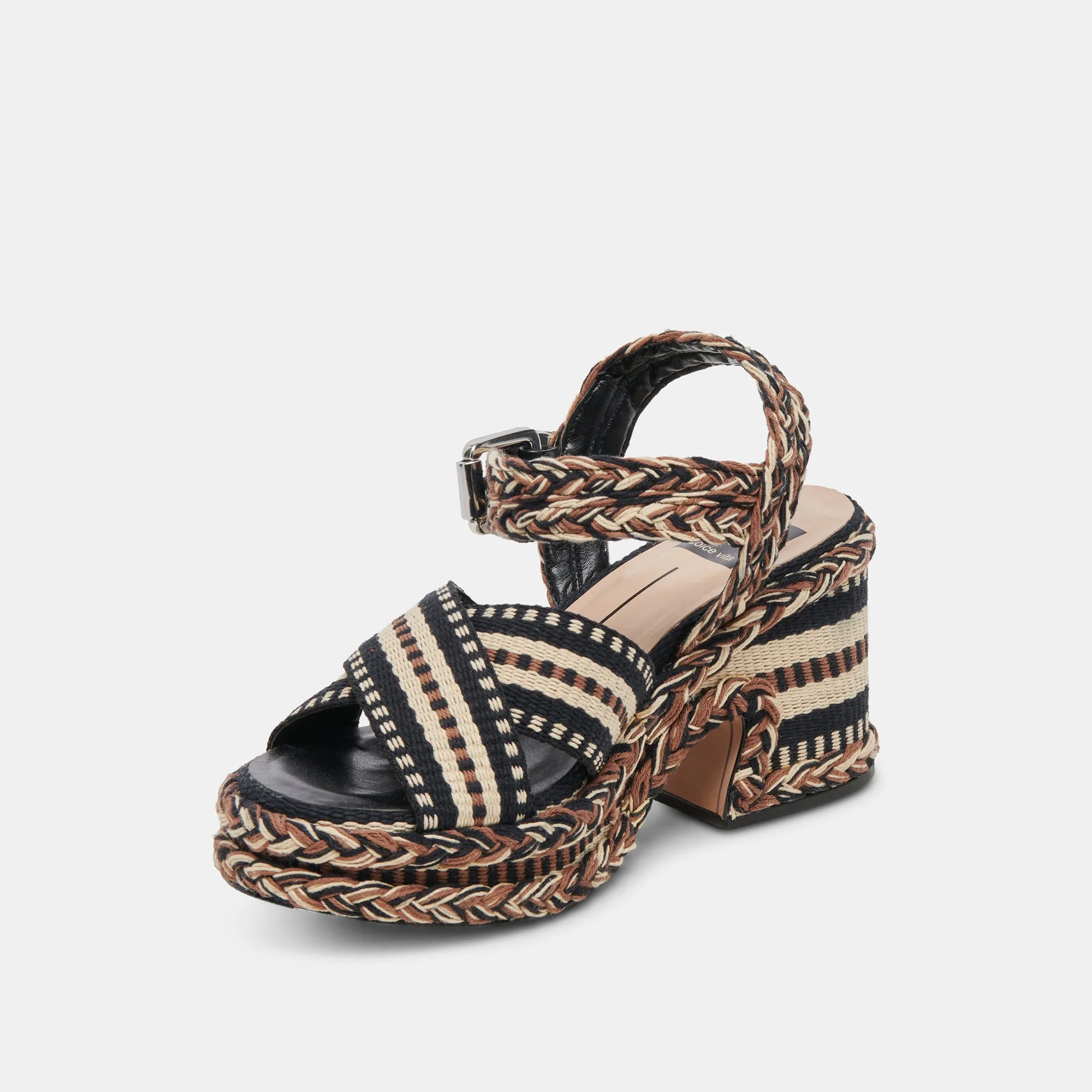 GRAYCE HEELS BLACK MULTI WOVEN