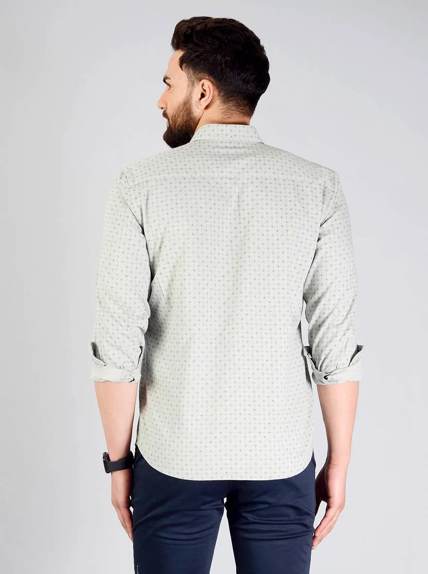 Green Printed Slim Fit Casual Shirt | JadeBlue