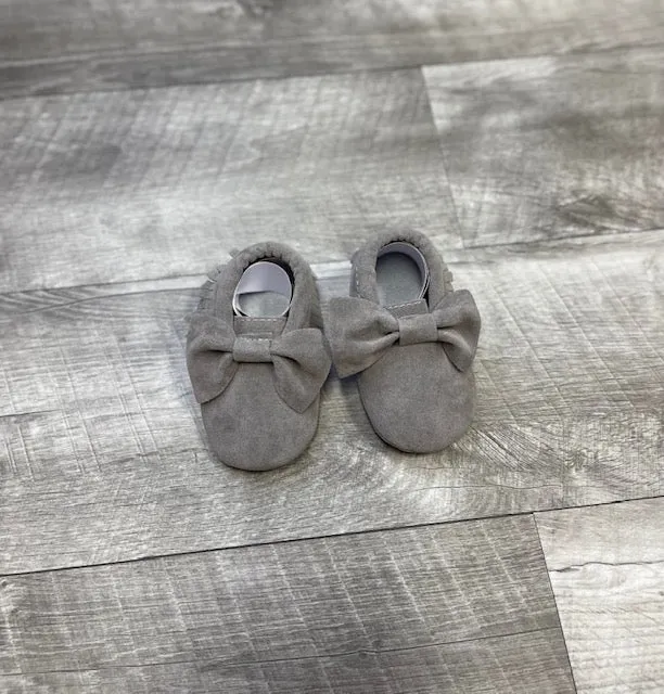 Grey Bow Moccasins