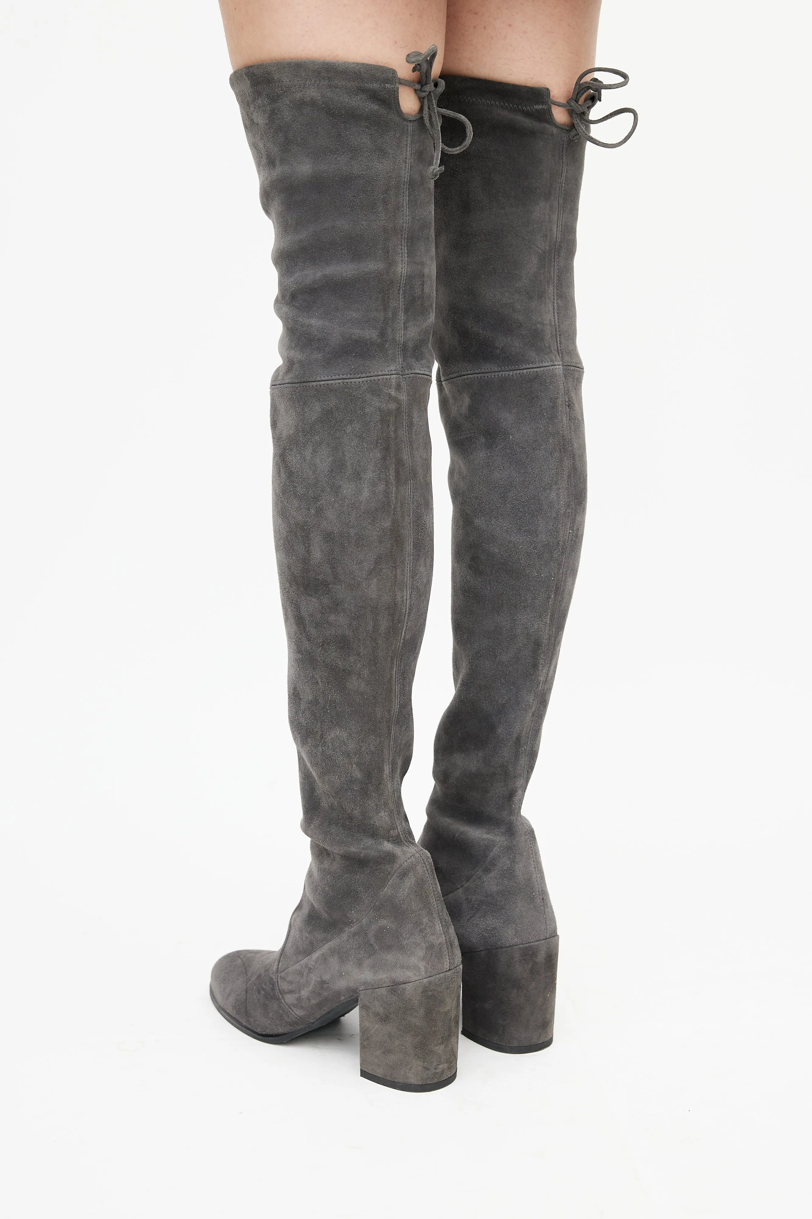 Grey Suede Thigh High Boot